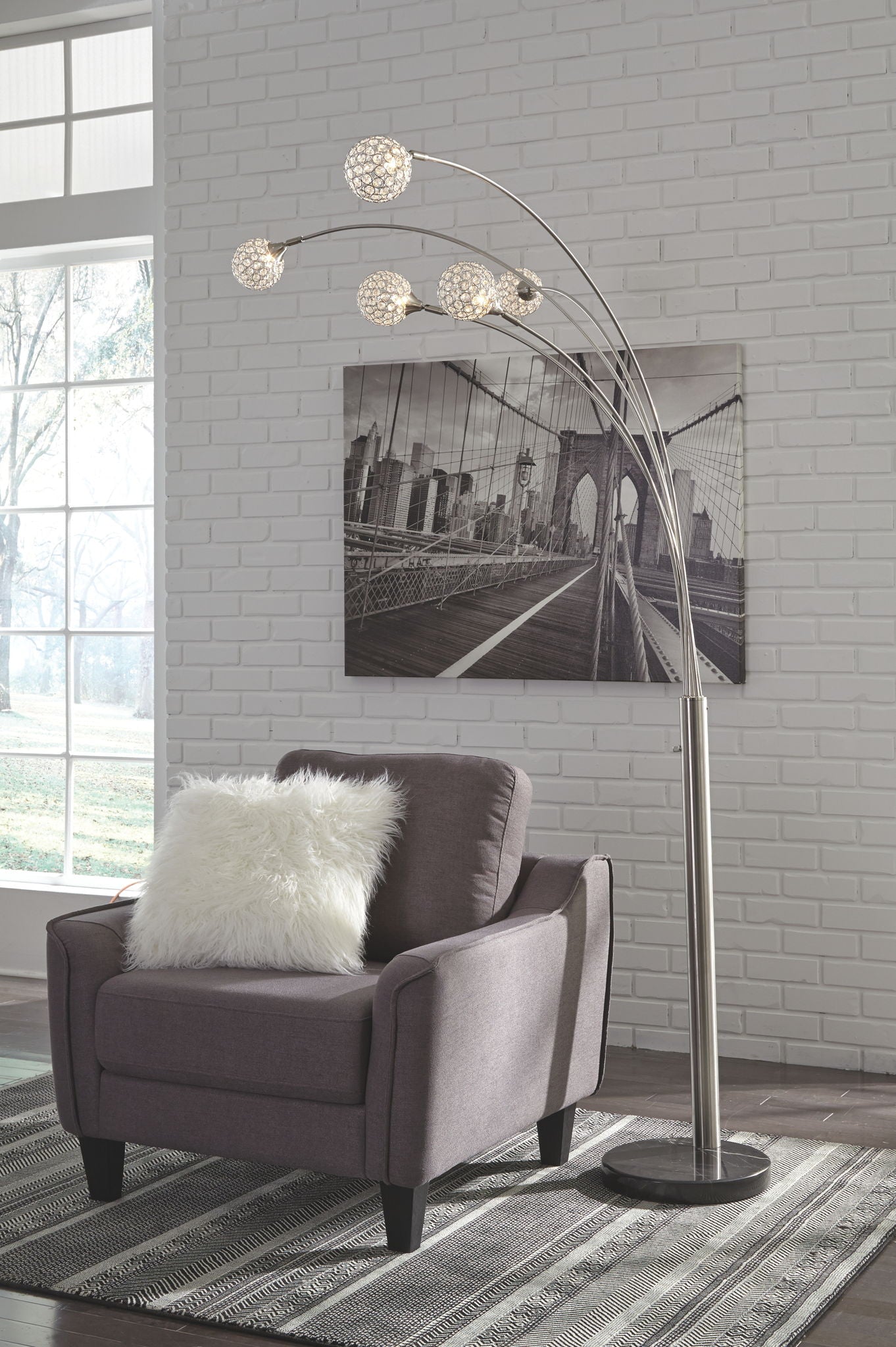 Winter - Silver Finish - Metal Arc Lamp - Hornell Furniture Outlet