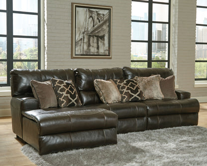 Como - 3 Piece Italian Leather Match Reclining Sectional - Hornell Furniture Outlet
