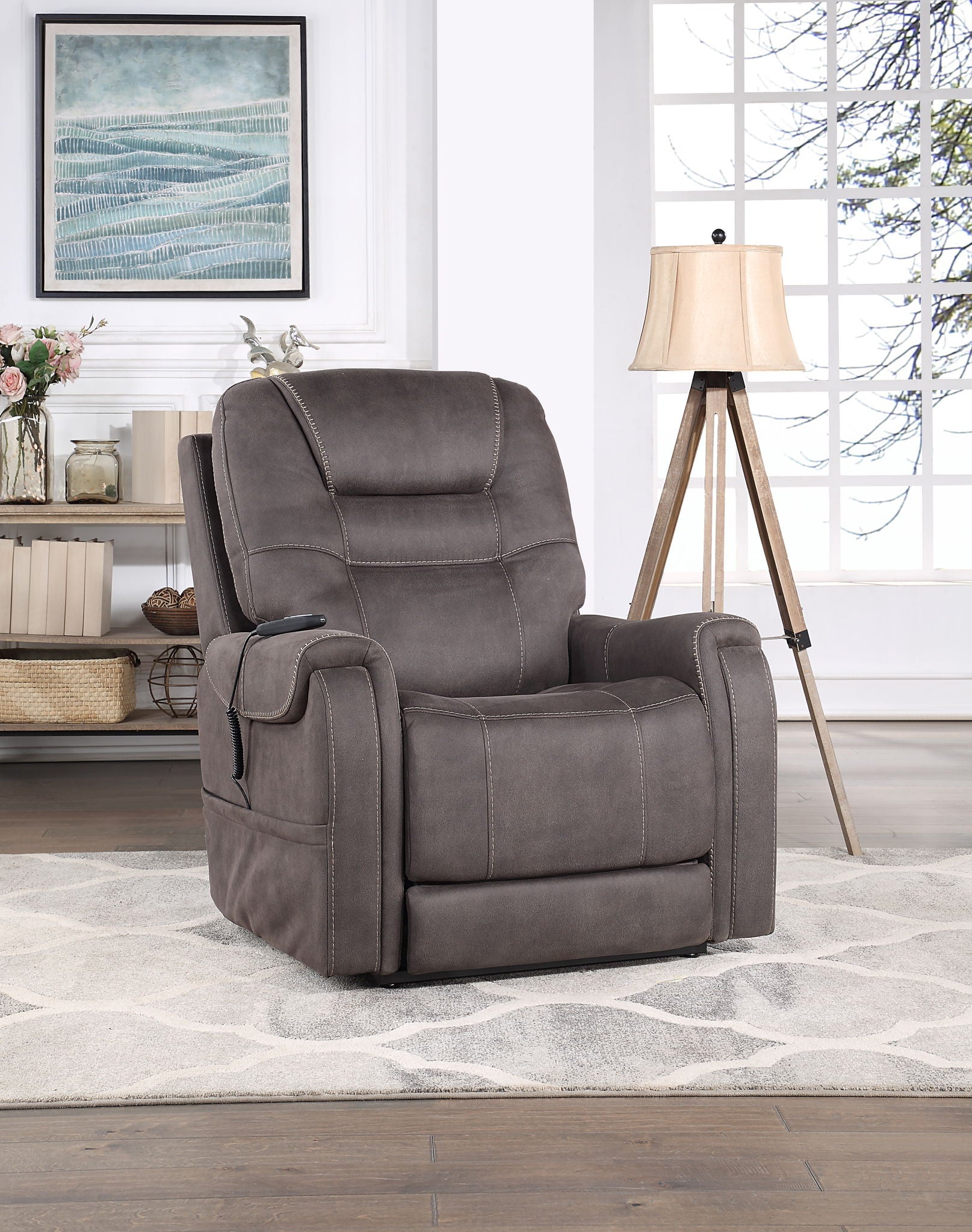 Brisbane - Power Lift Chair - Dark Gray - Hornell Furniture Outlet