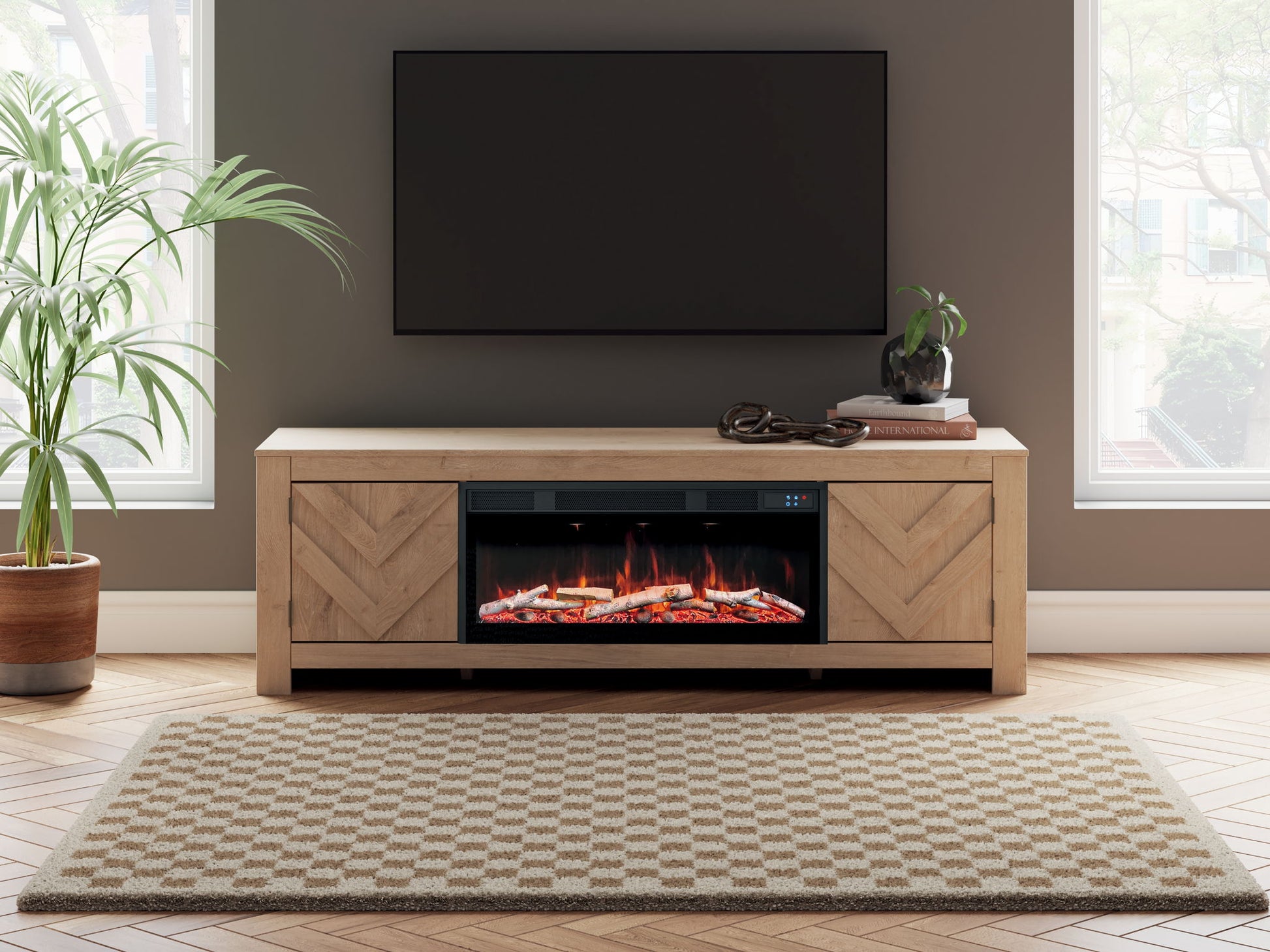 Cayboni - LG TV Stand With Fireplace Option - Hornell Furniture Outlet