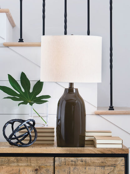 Jyler - Terracotta Table Lamp - Brown - Hornell Furniture Outlet