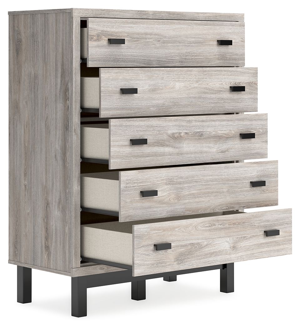 Vessalli - Black / Gray - Five Drawer Wide Chest - Hornell Furniture Outlet