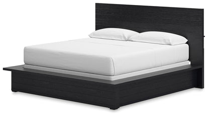 Londer - Black - California King Panel Bed - Hornell Furniture Outlet