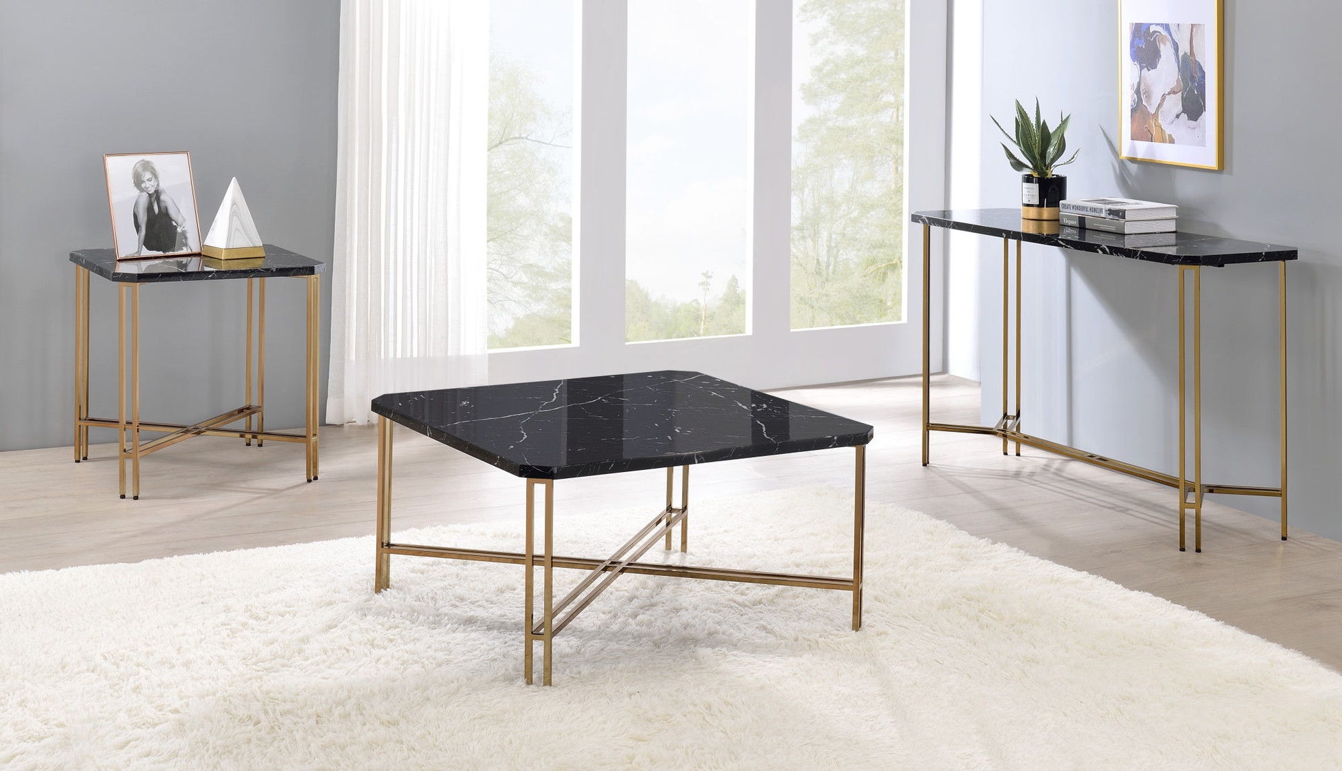 Daxton - 3 Piece Occasional Table Set - Black - Hornell Furniture Outlet