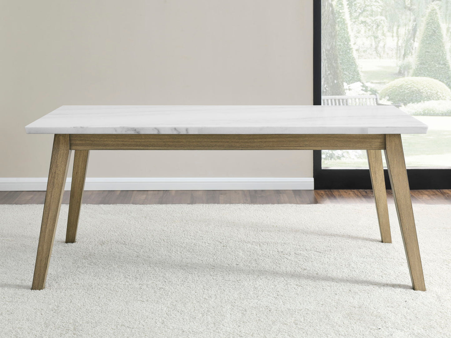 Vida - White Marble Top Dining Table - Dark Brown - Hornell Furniture Outlet