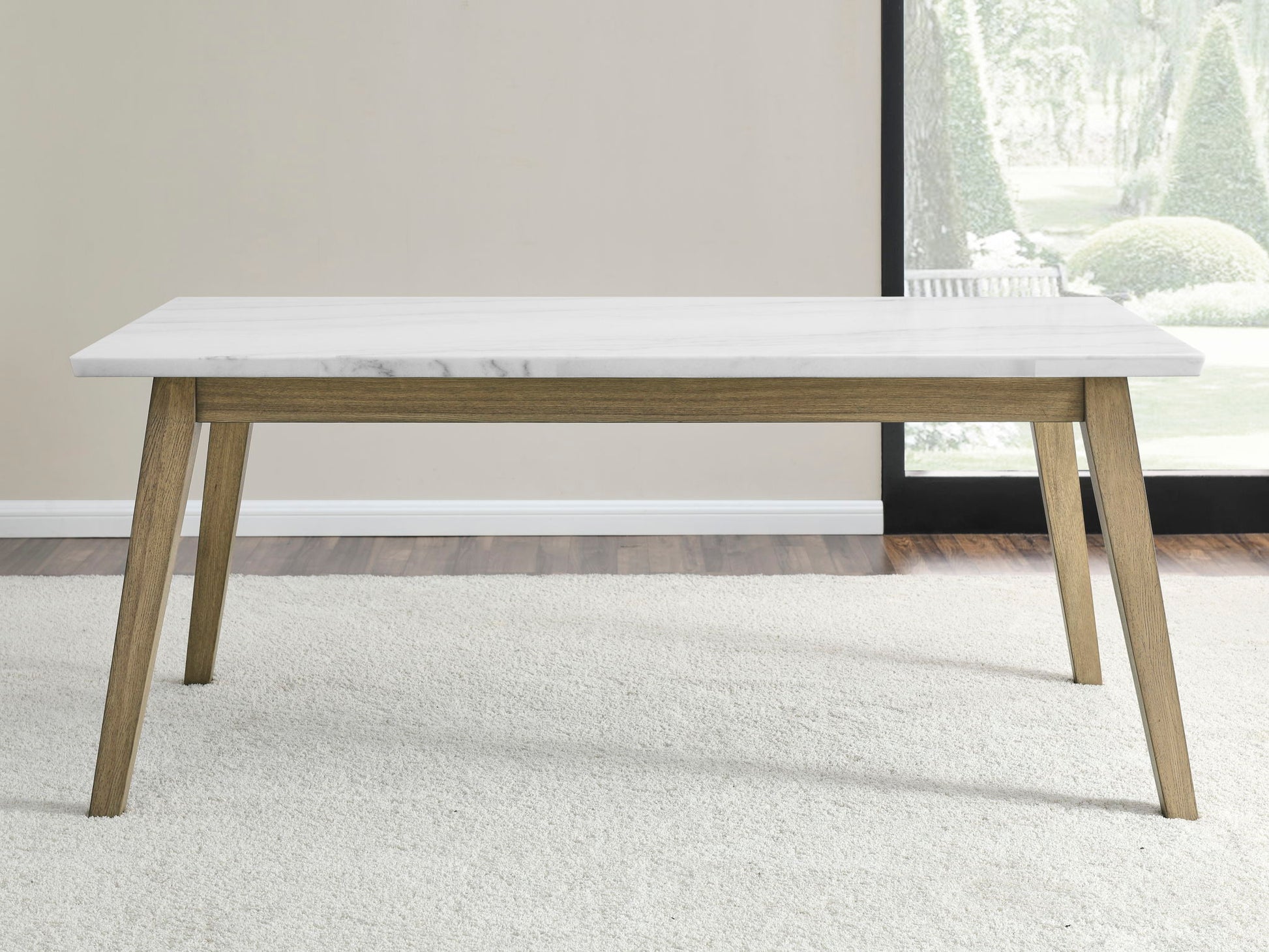 Vida - White Marble Top Dining Table - Dark Brown - Hornell Furniture Outlet