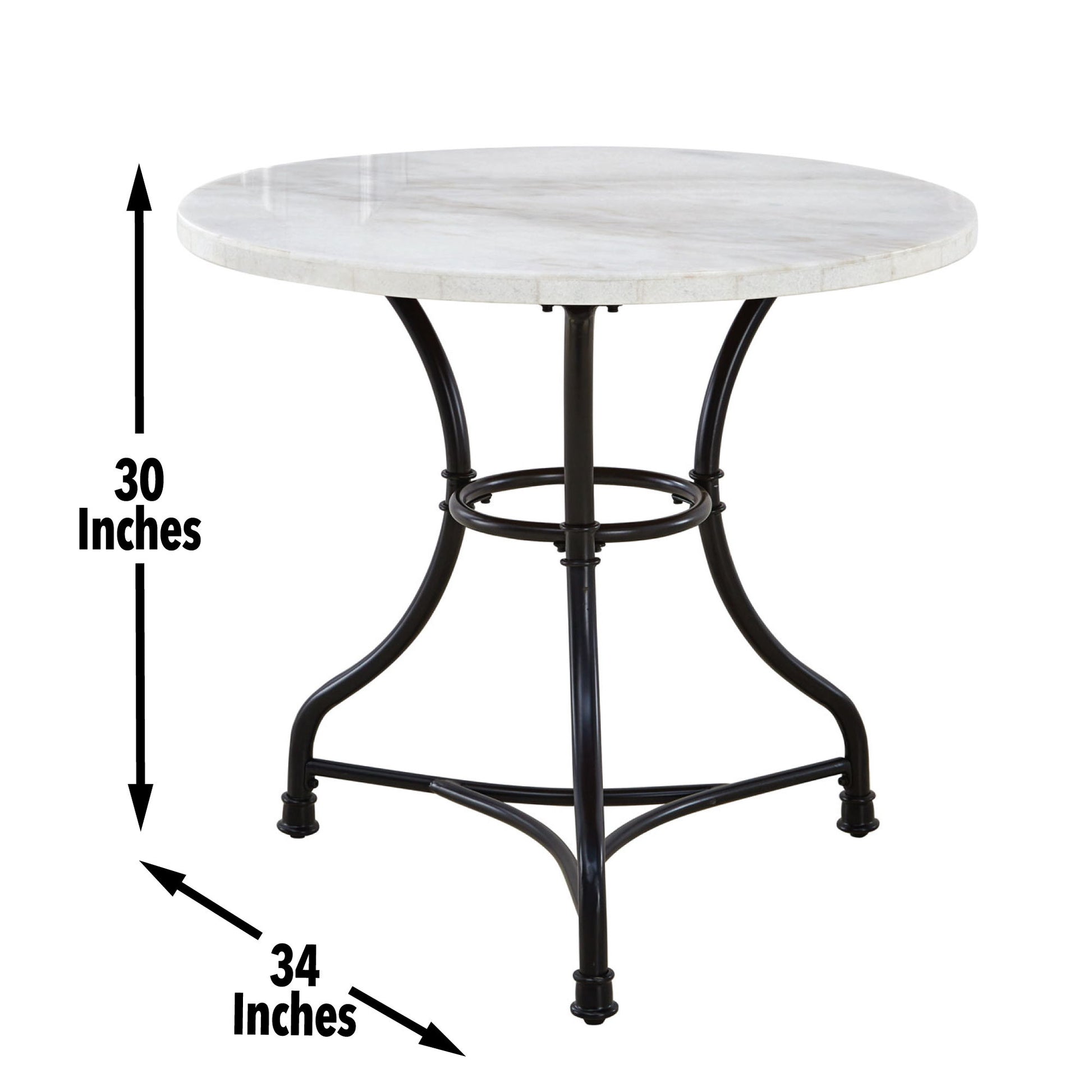 Claire - White Marble Top Round - White - Hornell Furniture Outlet