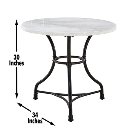 Claire - White Marble Top Round - White - Hornell Furniture Outlet