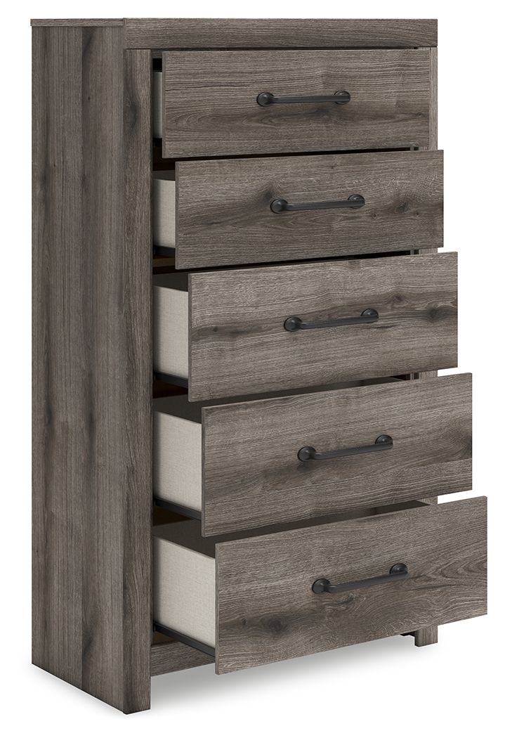 Graystorm - Brown Gray - Five Drawer Chest - Hornell Furniture Outlet