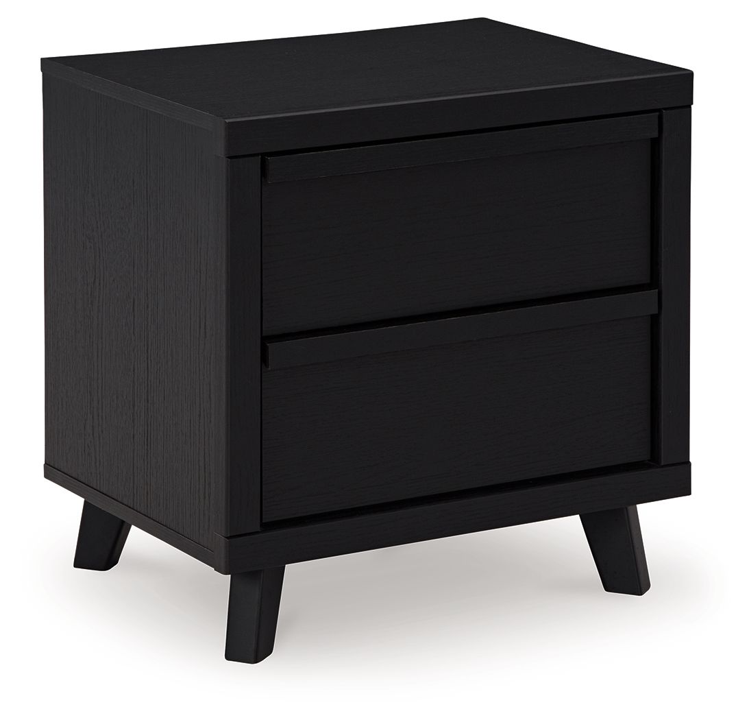 Danziar - Black - Two Drawer Night Stand - Hornell Furniture Outlet
