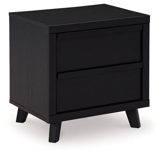 Danziar - Black - Two Drawer Night Stand - Hornell Furniture Outlet