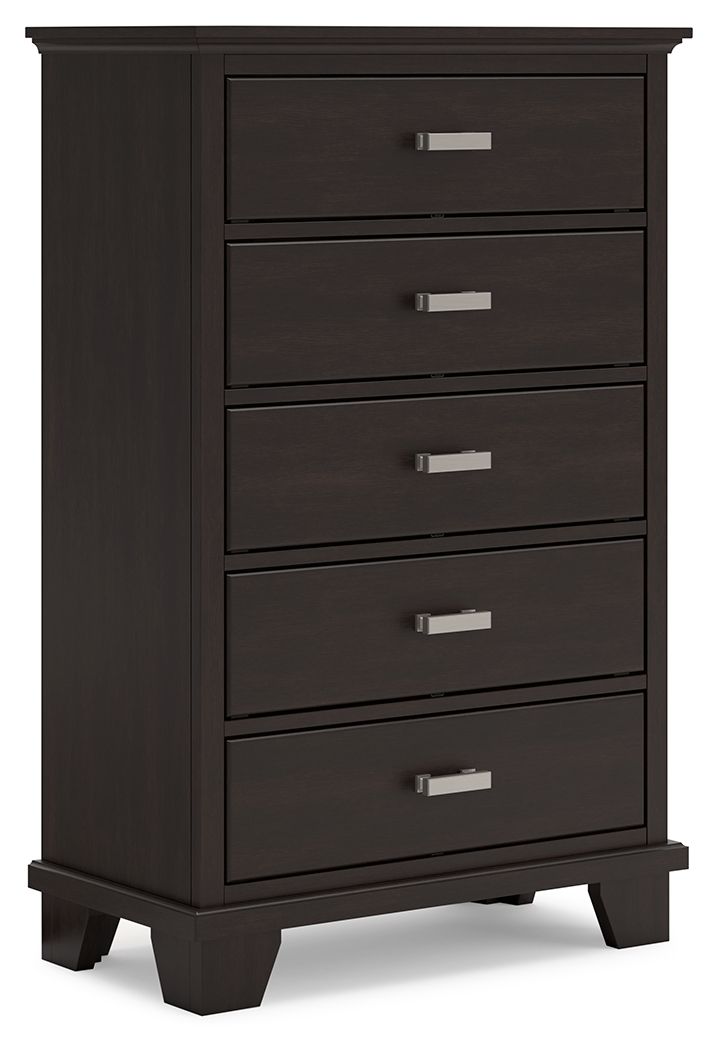 Covetown - Dark Brown - Five Drawer Chest - Hornell Furniture Outlet