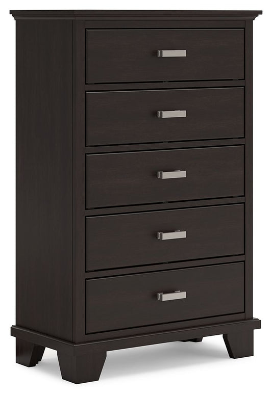 Covetown - Dark Brown - Five Drawer Chest - Hornell Furniture Outlet