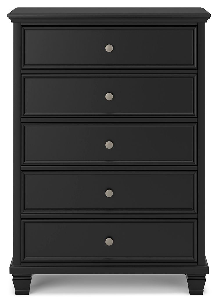 Lanolee - Black - Five Drawer Chest - Hornell Furniture Outlet