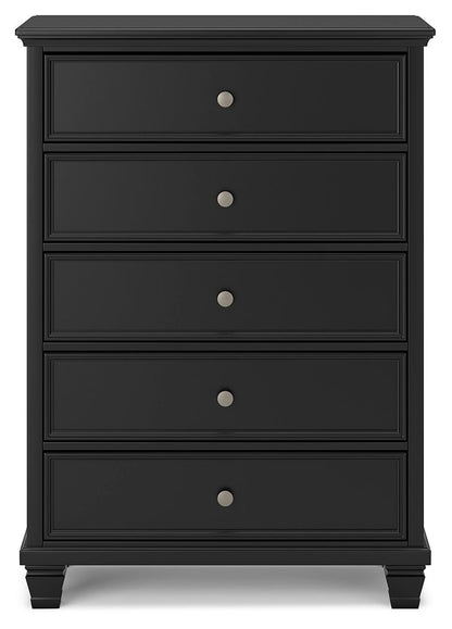 Lanolee - Black - Five Drawer Chest - Hornell Furniture Outlet
