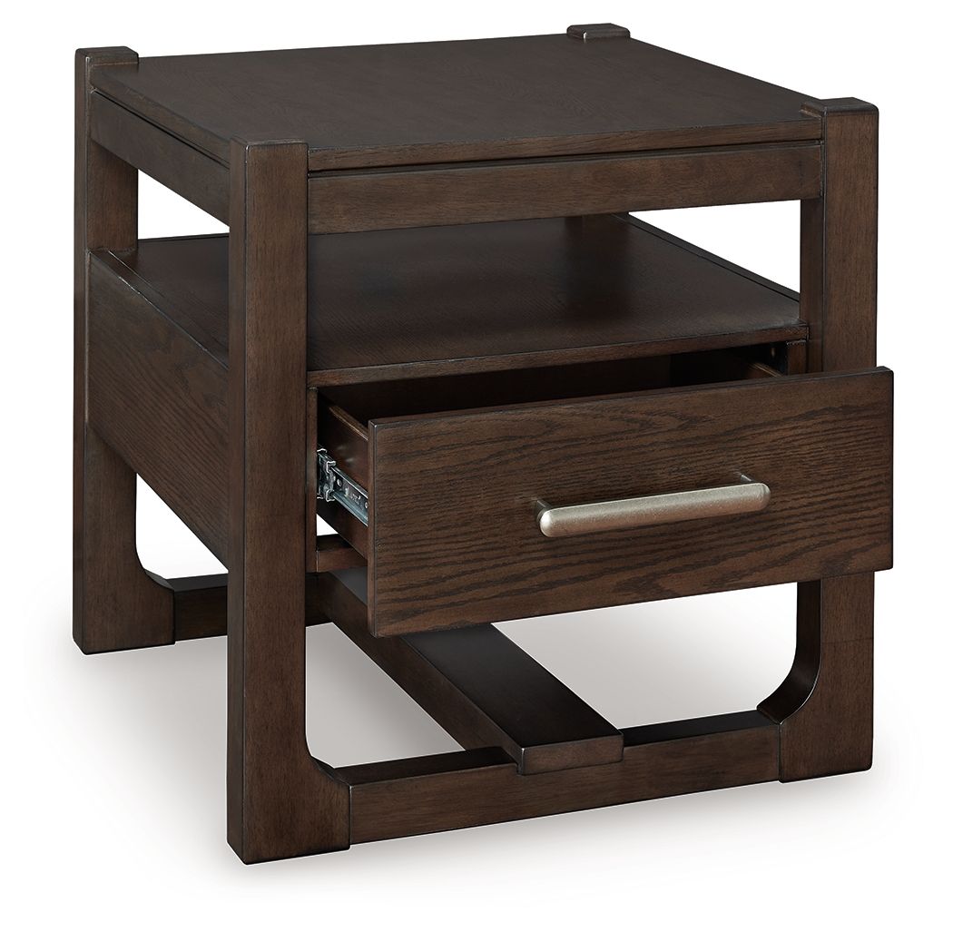 Breckington - Dark Brown - Square End Table - Hornell Furniture Outlet