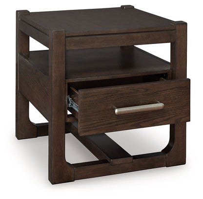 Breckington - Dark Brown - Square End Table - Hornell Furniture Outlet