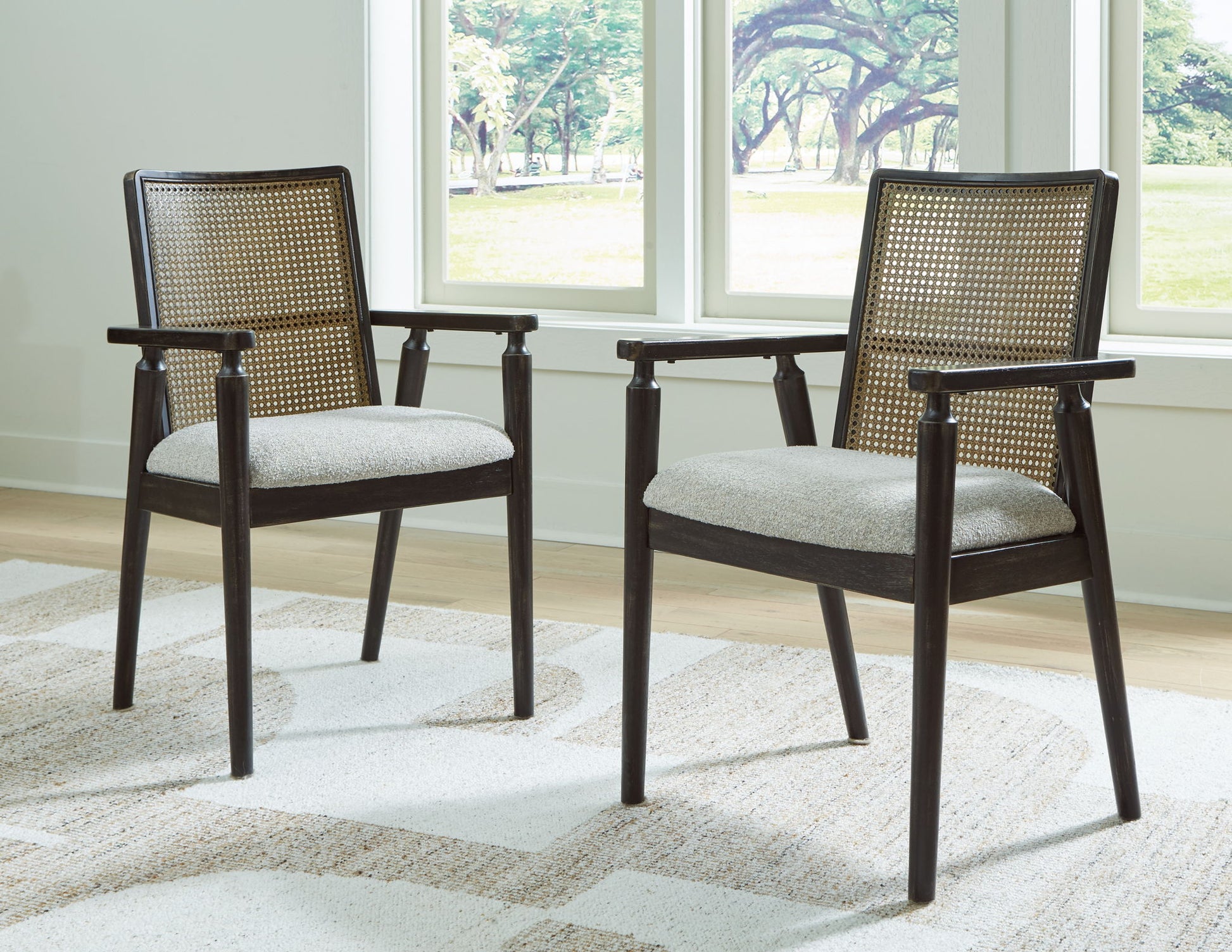 Galliden - Black - Dining Upholstered Arm Chair (Set of 2) - Hornell Furniture Outlet