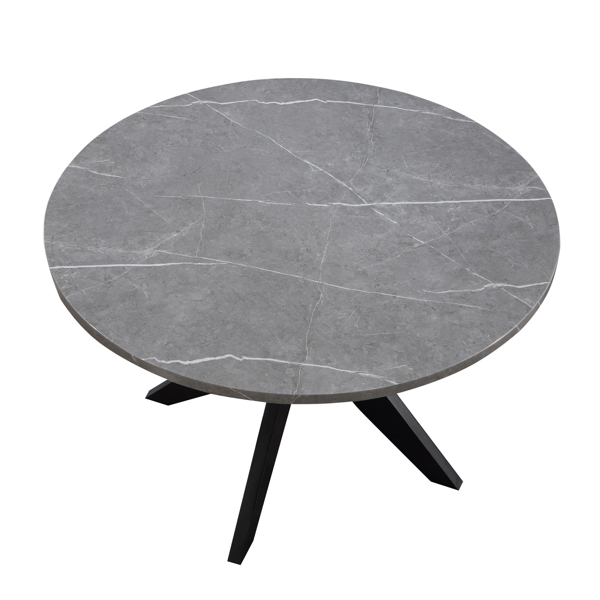 Amy - Round Faux - Marble Dining Table - Gray - Hornell Furniture Outlet