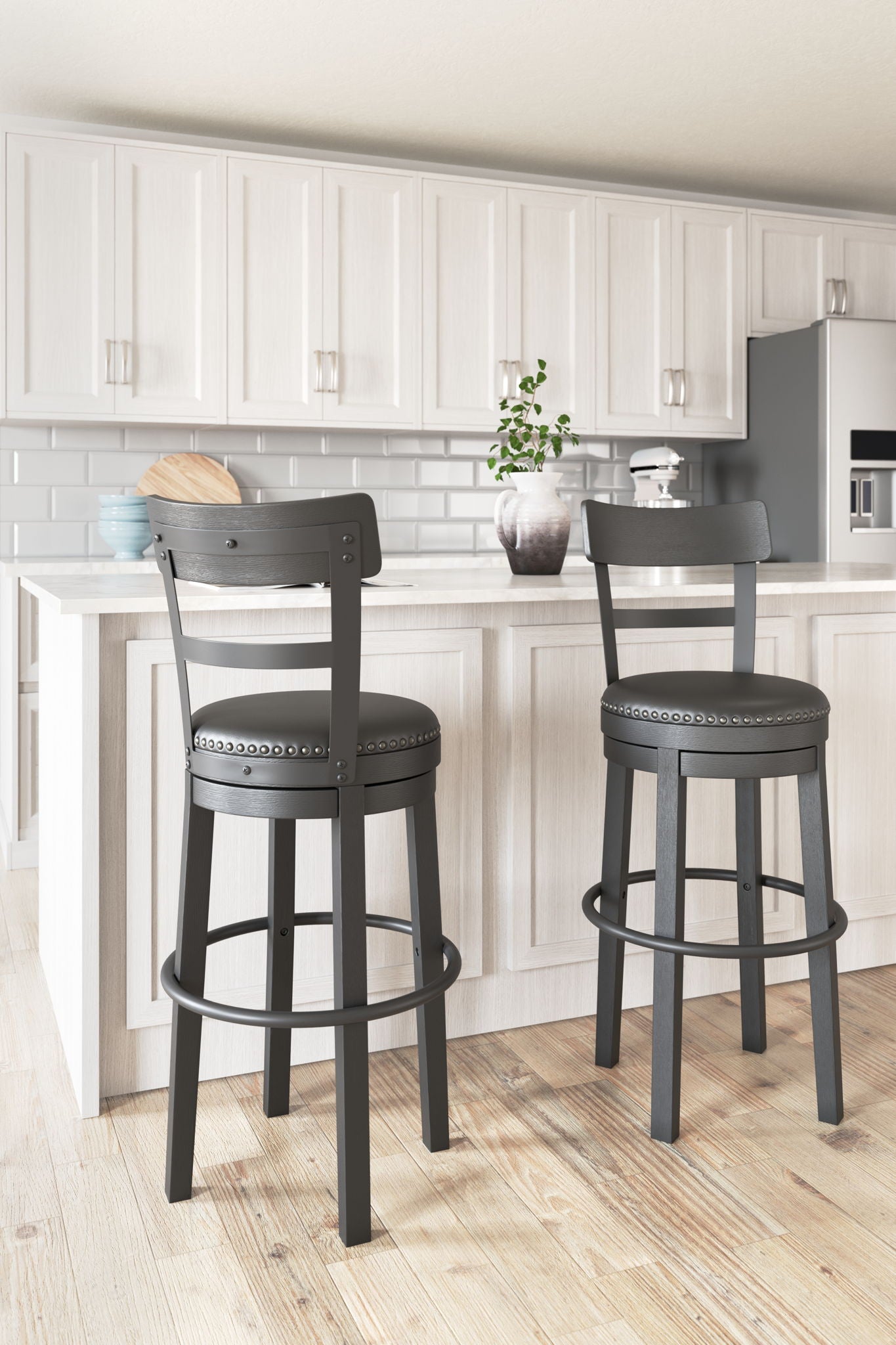 Valebeck - Tall Upholstered Swivel Barstool - Hornell Furniture Outlet