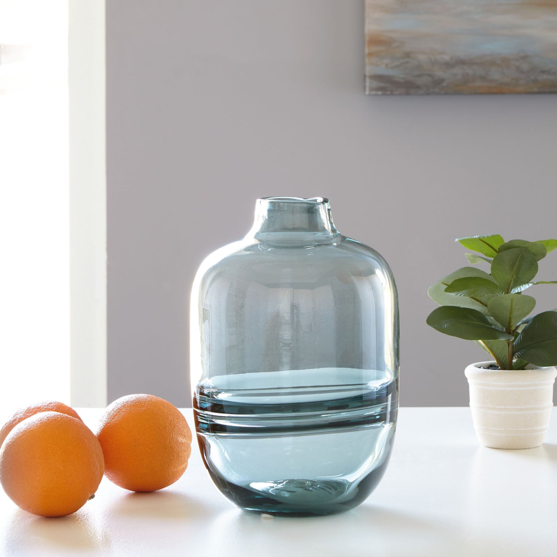 Lemmitt - Teal - Vase - Hornell Furniture Outlet