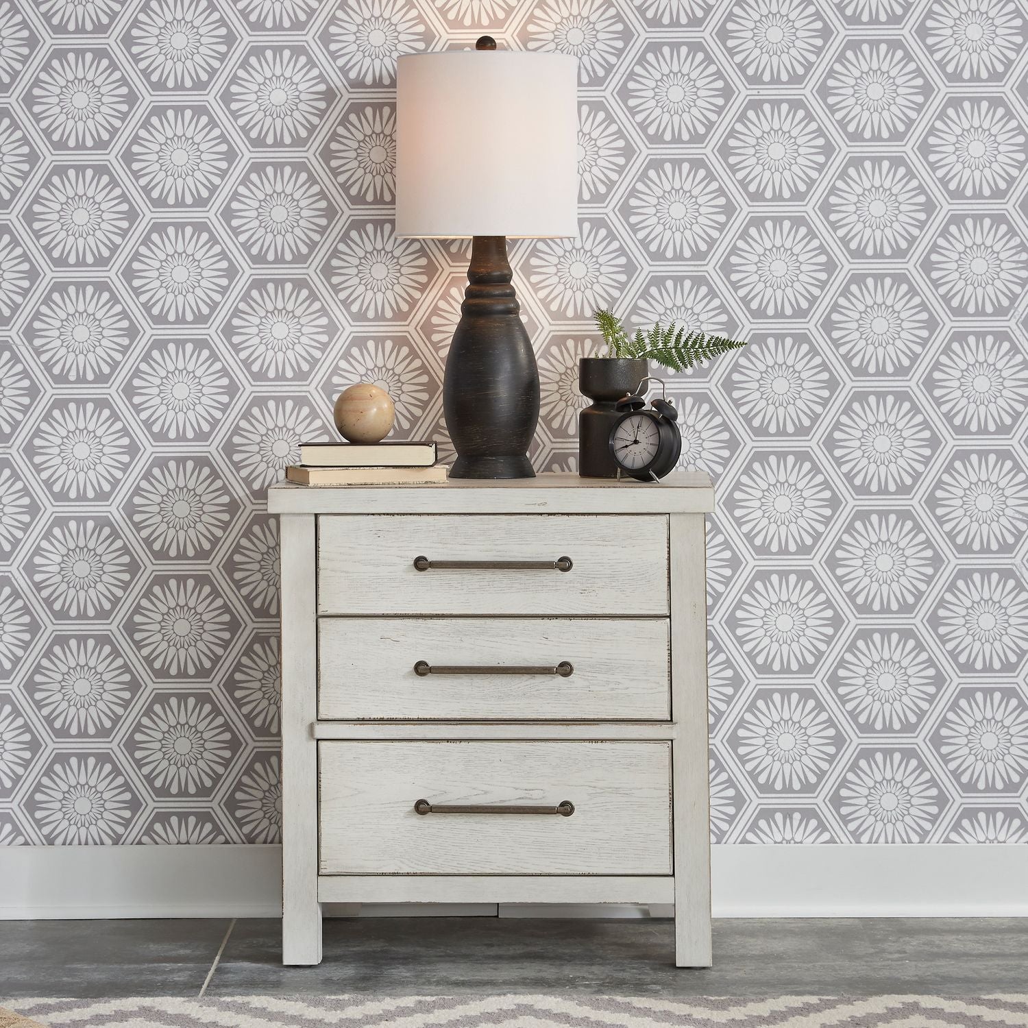 Modern Farmhouse - 3 Drawer Night Stand - Hornell Furniture Outlet