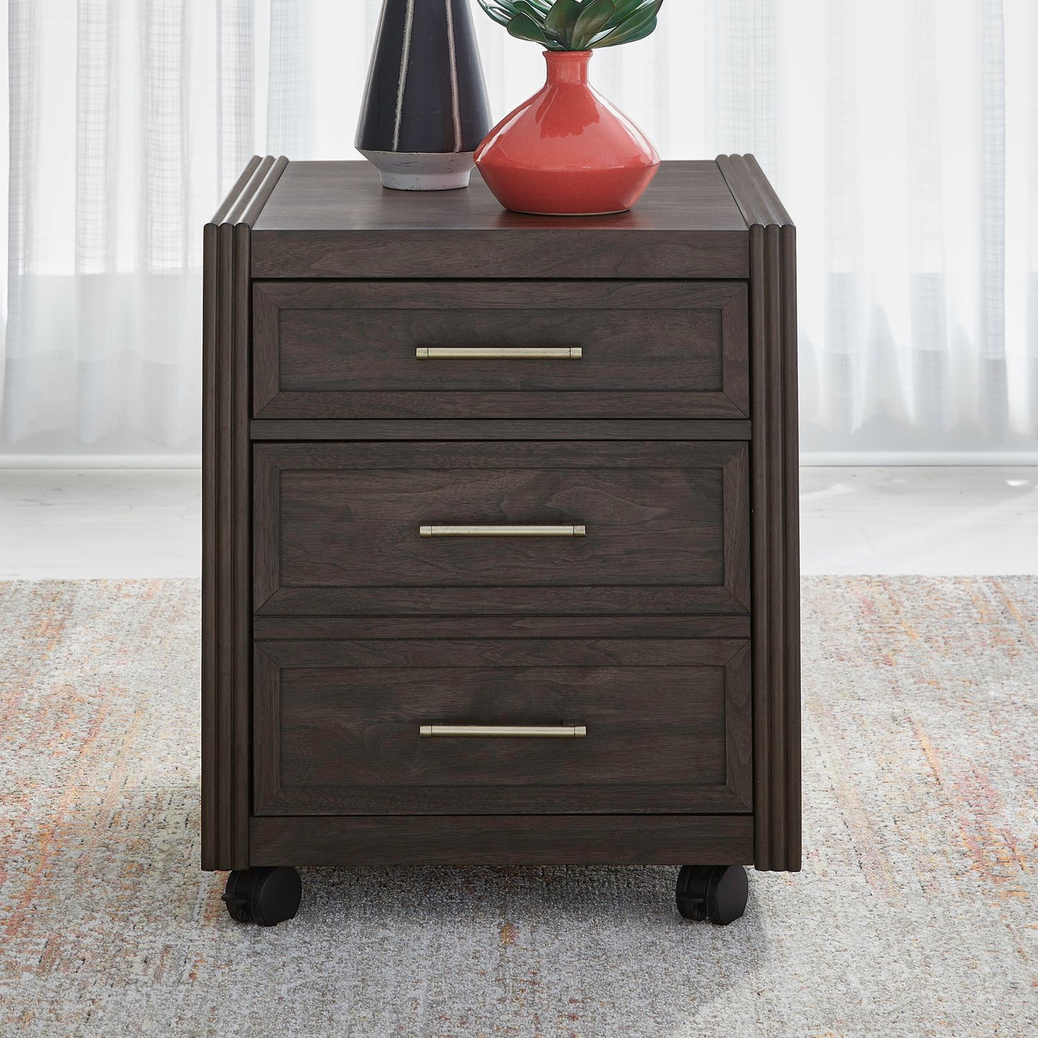 Modern Edge - Castered Filing Cabinet - Caffe - Hornell Furniture Outlet