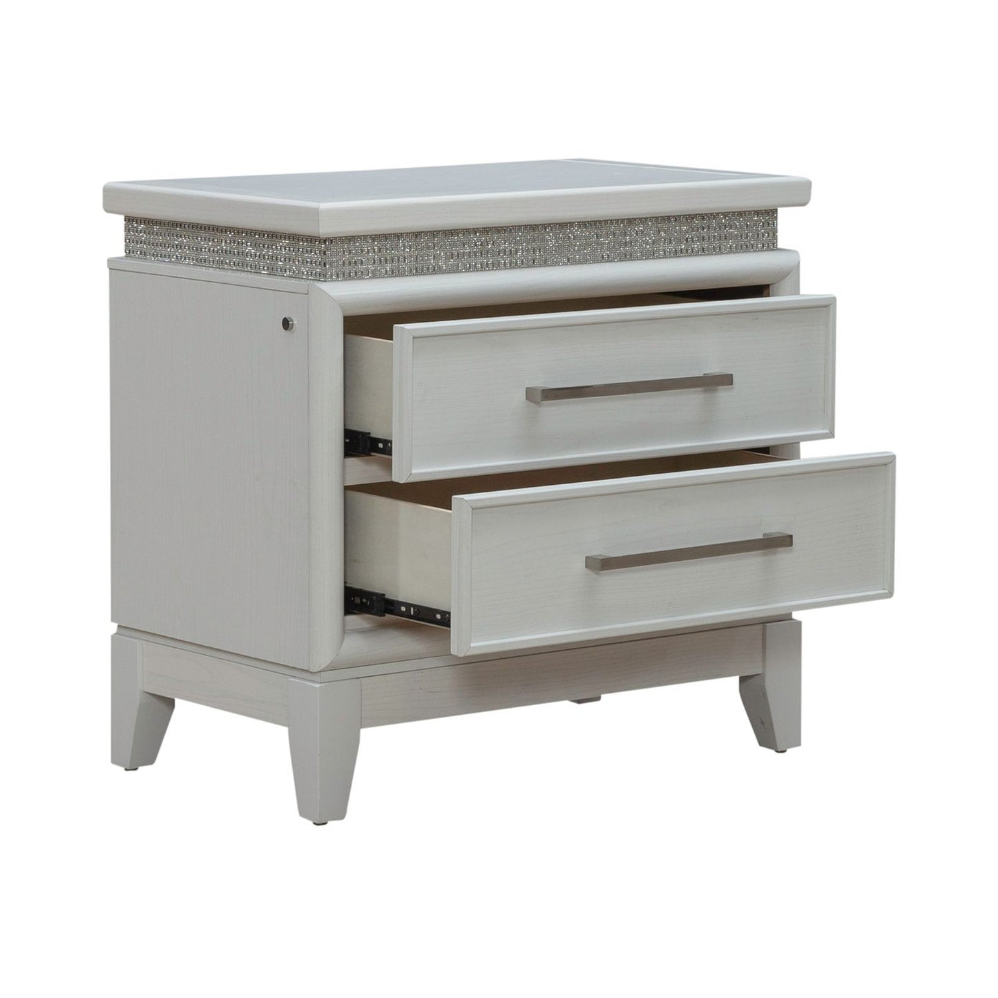 Reflections - Nightstand With Lights and Charging Station - White - Hornell Furniture Outlet