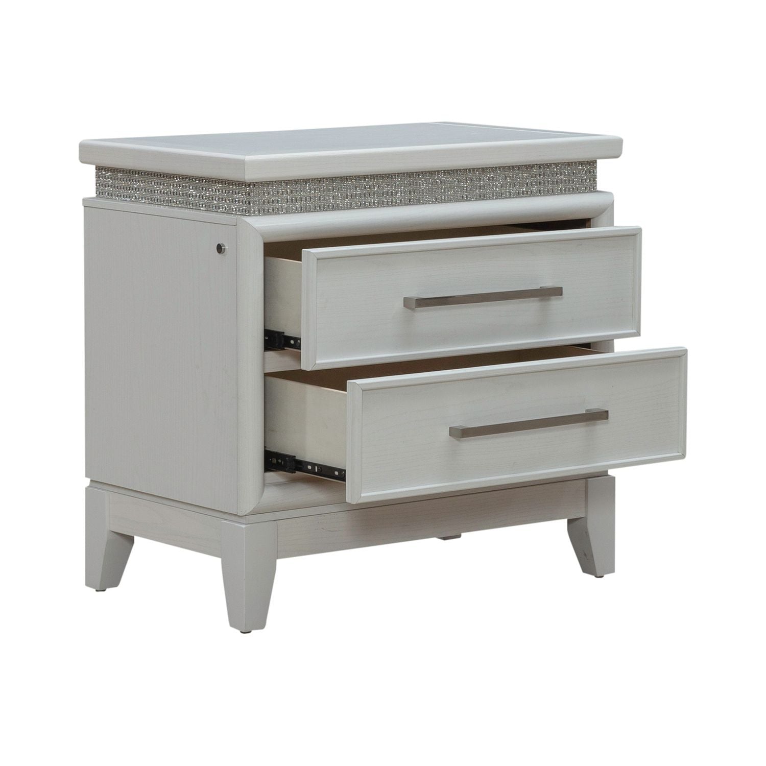 Reflections - Nightstand With Lights and Charging Station - White - Hornell Furniture Outlet