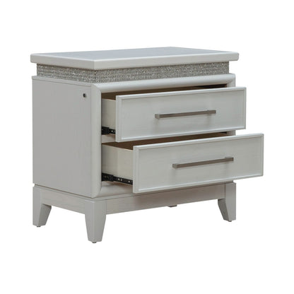 Reflections - Nightstand With Lights and Charging Station - White - Hornell Furniture Outlet