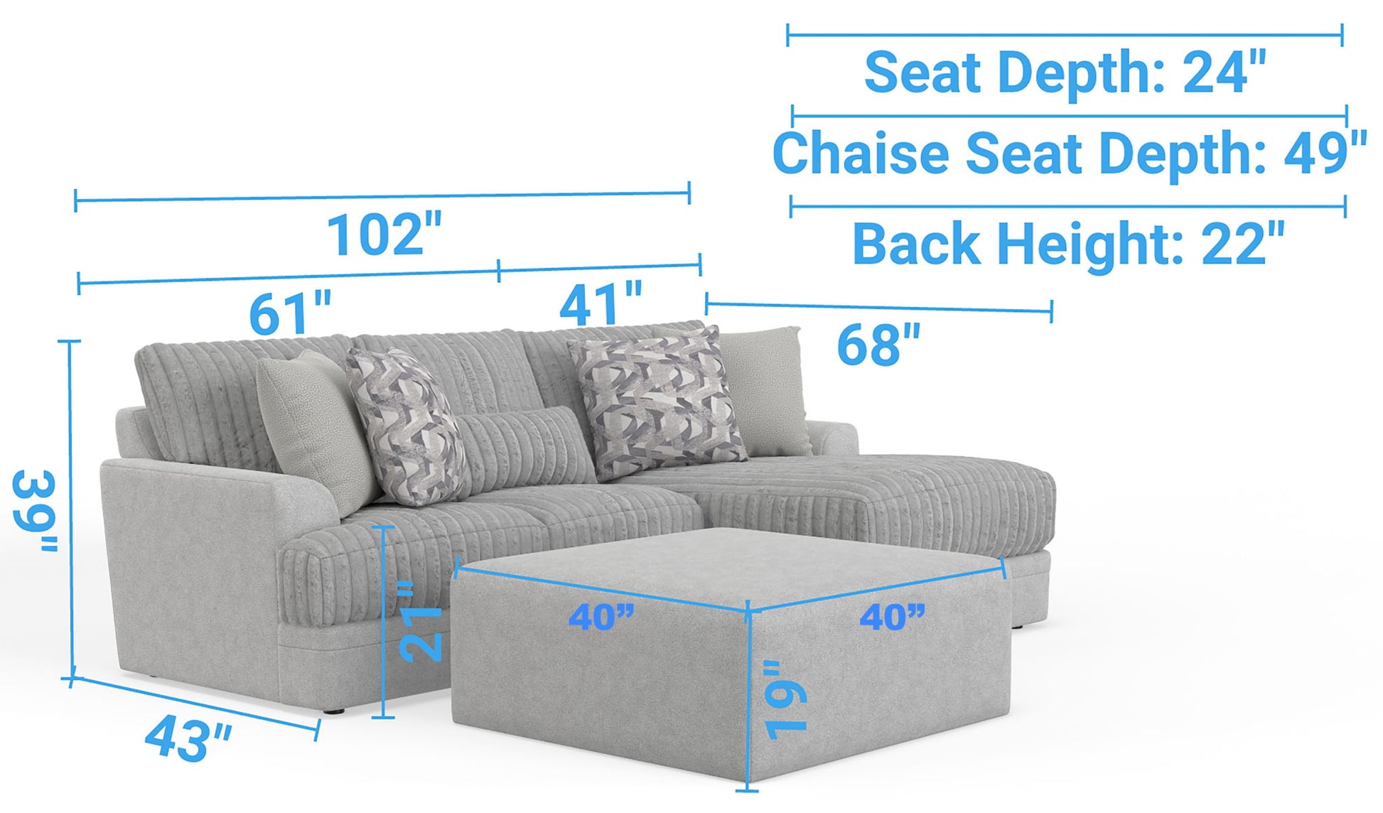 Titan - Sectional With Comfort Coil Seating, Cocktail Ottoman And Accent Pillows Included - Hornell Furniture Outlet