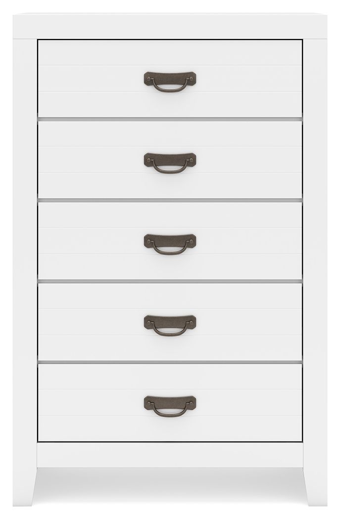 Binterglen - White - Five Drawer Chest - Hornell Furniture Outlet