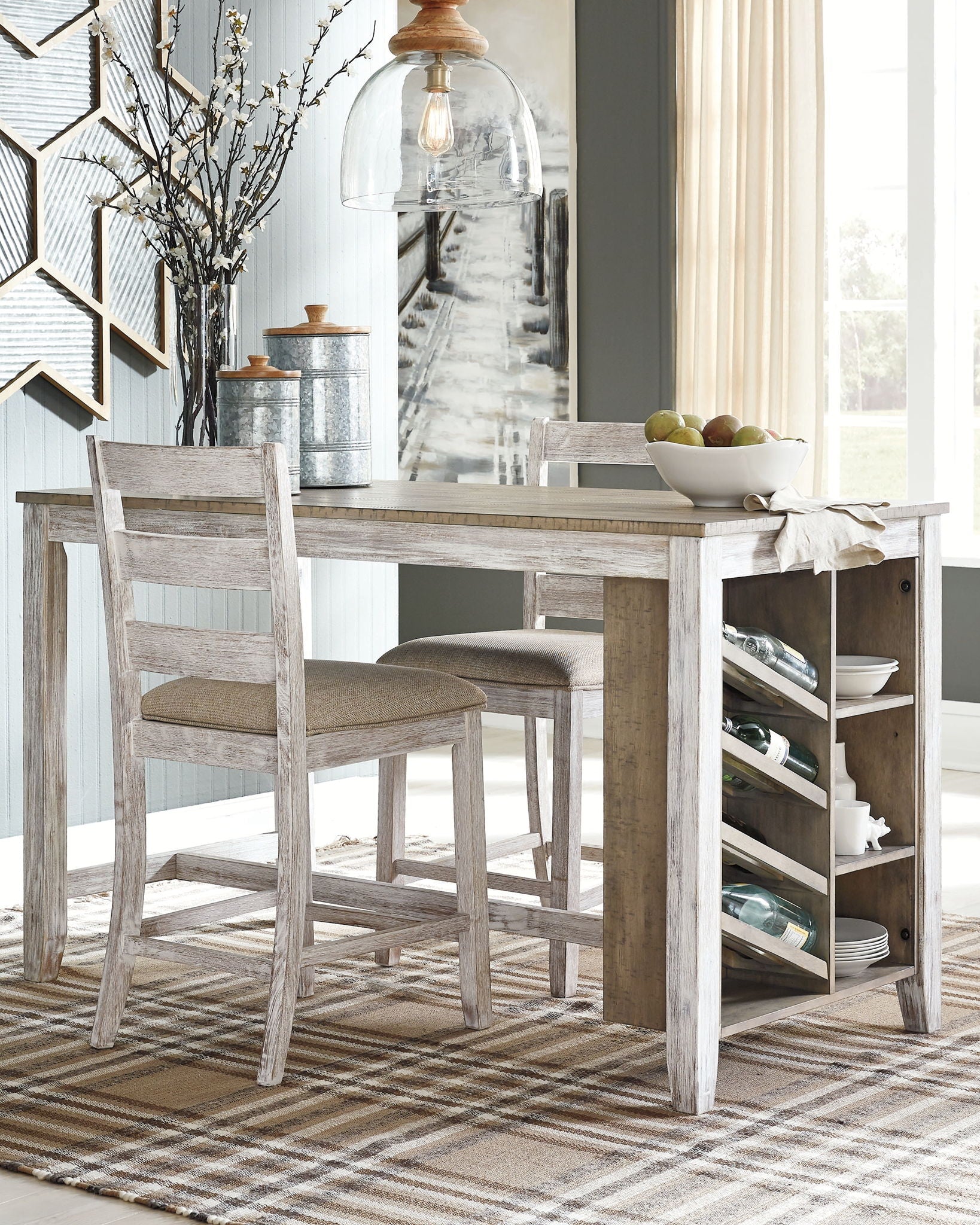 Skempton - Rectangular Counter Table With Storage - White - Hornell Furniture Outlet