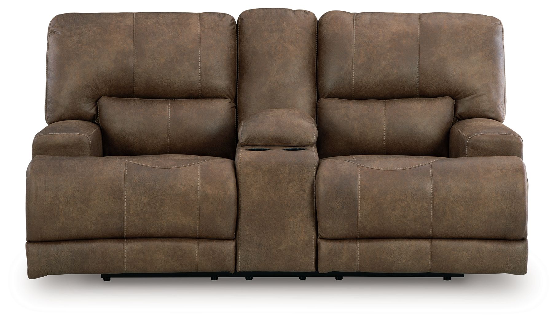 Beckley Place - Earth - Power Reclining Loveseat With Console / Adjustable Headrest - Hornell Furniture Outlet