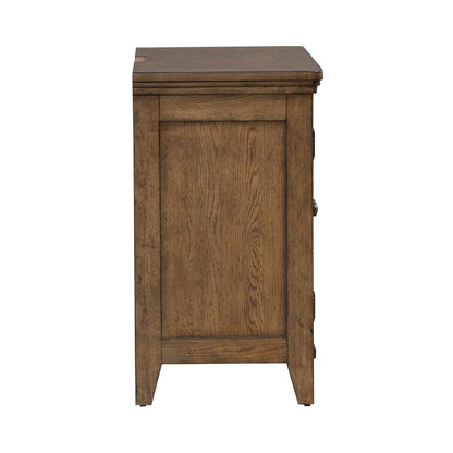 Carolina Park - 2 Door Bedside Chest With Charging Station - Brown - Hornell Furniture Outlet