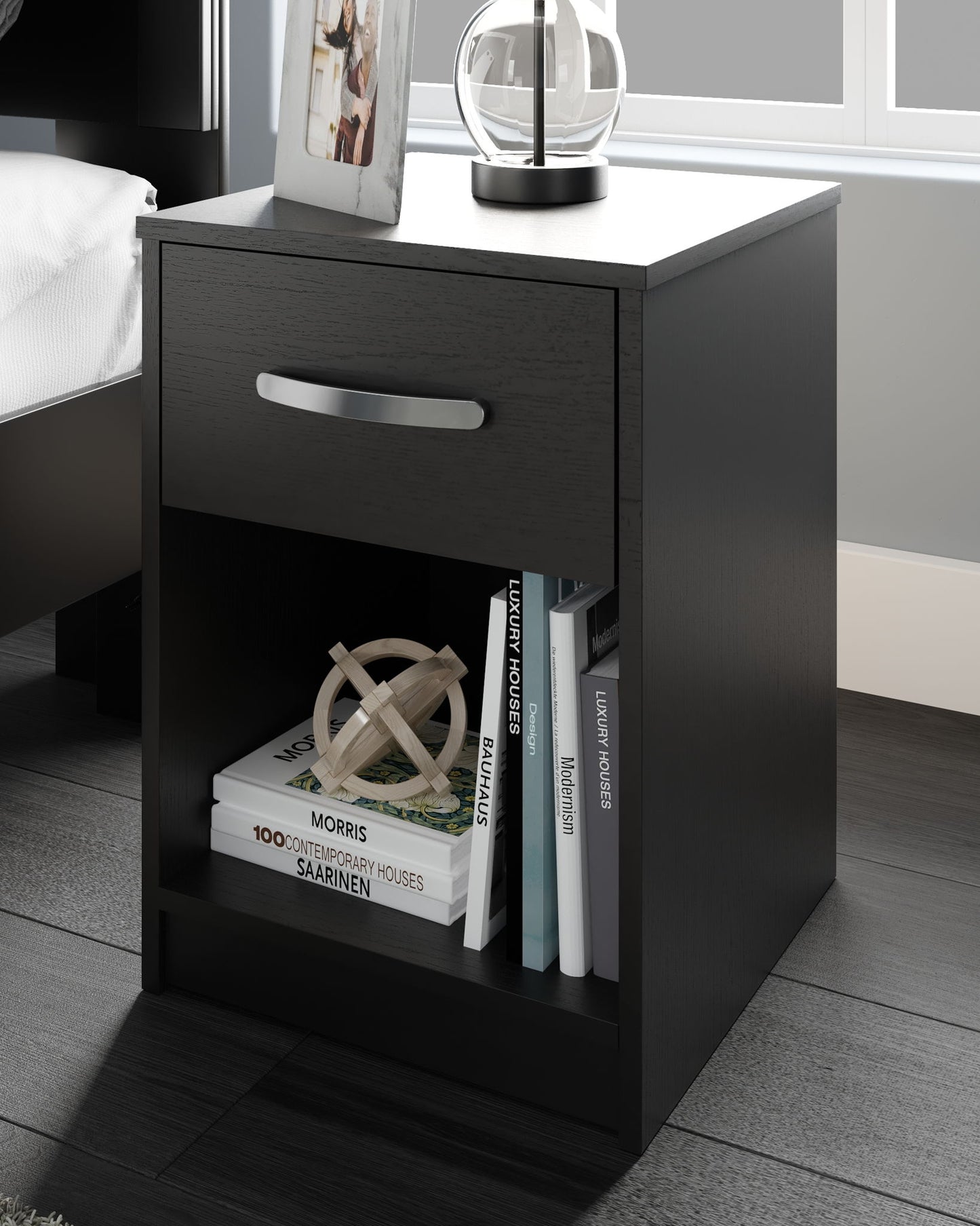 Finch - One Drawer Night Stand - Black - Hornell Furniture Outlet