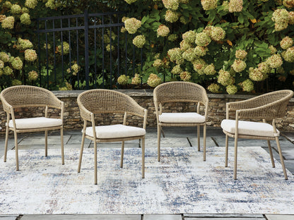 Orchard Beach - Arm Chair With Cushion (Set of 4) - Beige - Hornell Furniture Outlet