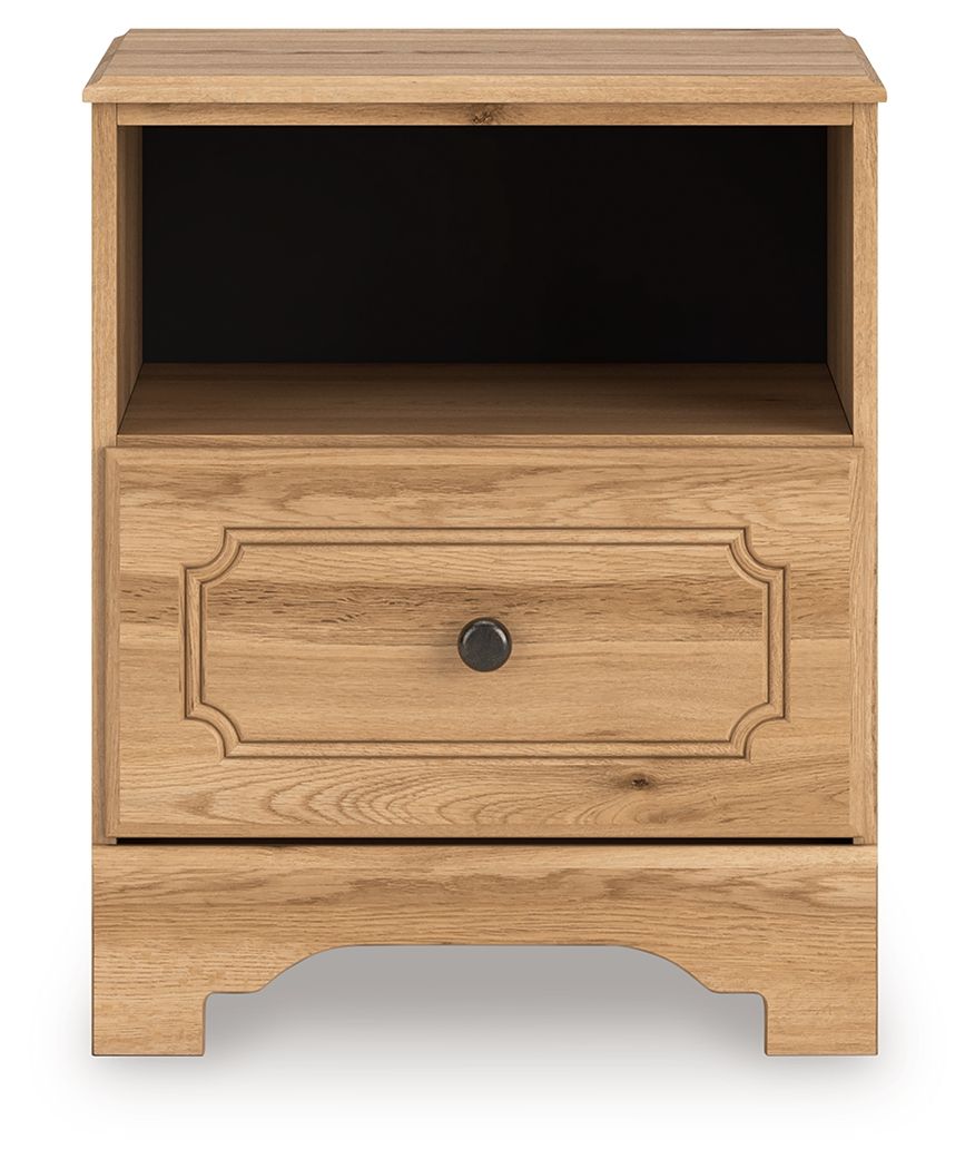 Aleaport - Warm Brown - One Drawer Night Stand - Hornell Furniture Outlet