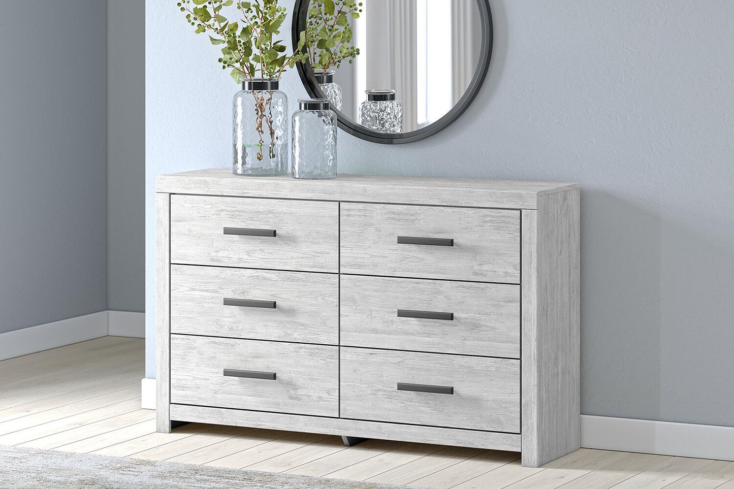 Cayboni - Six Drawer Dresser - Whitewash - Hornell Furniture Outlet