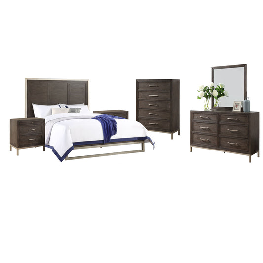 Broomfield - 6 Piece King Bedroom Set - Brown