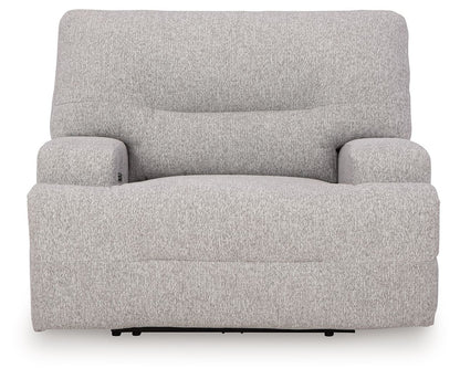 Acklen Place - 4 Pc. - 3 - Piece Power Reclining Sectional Sofa With Raf Chaise, Wide Seat Power Recliner - Pewter - Hornell Furniture Outlet