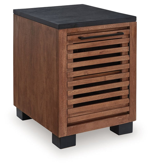 Kallari - Warm Brown / Black - Chair Side End Table - Hornell Furniture Outlet