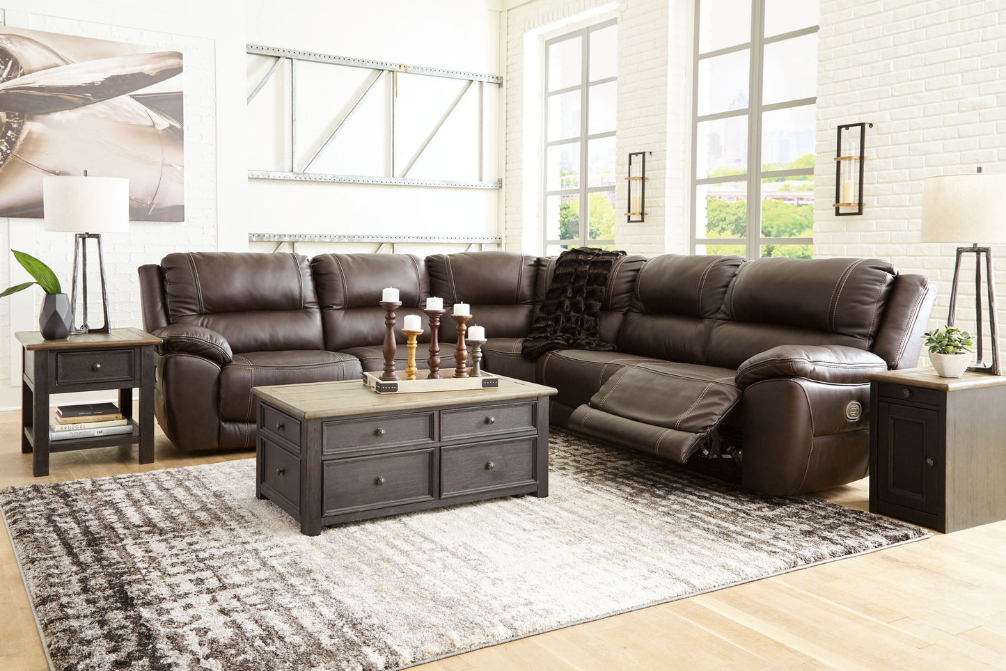 Dunleith - Power Reclining Sectional - Hornell Furniture Outlet
