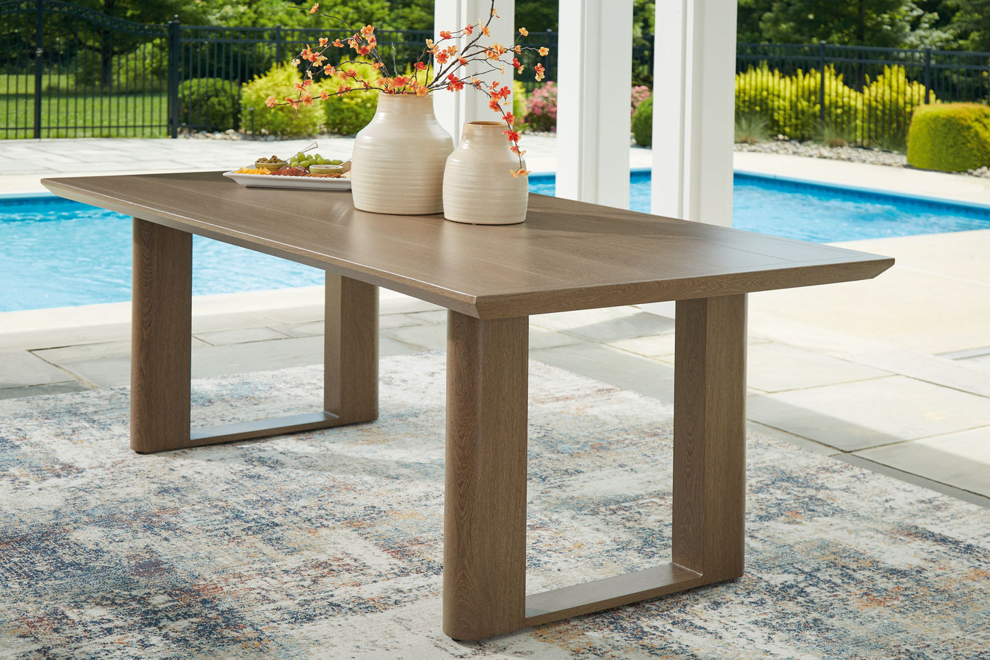 Serene Bay - Dark Brown - Rectangular Dining Table With Umbrella Option - Hornell Furniture Outlet