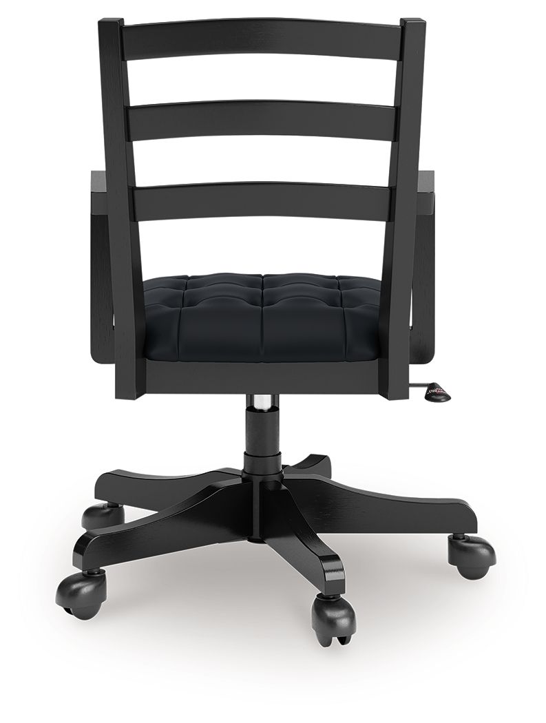 Wildenauer - 4 Pc. - Home Office Desk And Return, Swivel Desk Chair, Bookcase - Brown / Black - Hornell Furniture Outlet