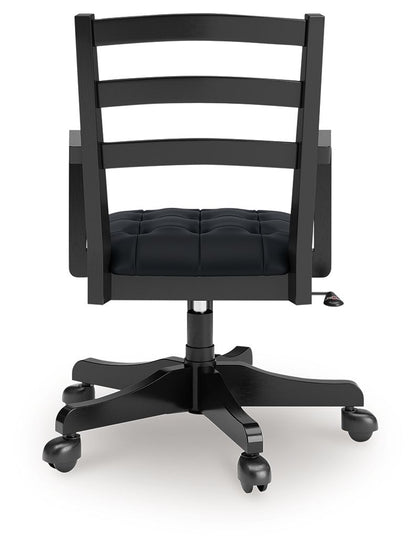 Wildenauer - 4 Pc. - Home Office Desk And Return, Swivel Desk Chair, Bookcase - Brown / Black - Hornell Furniture Outlet