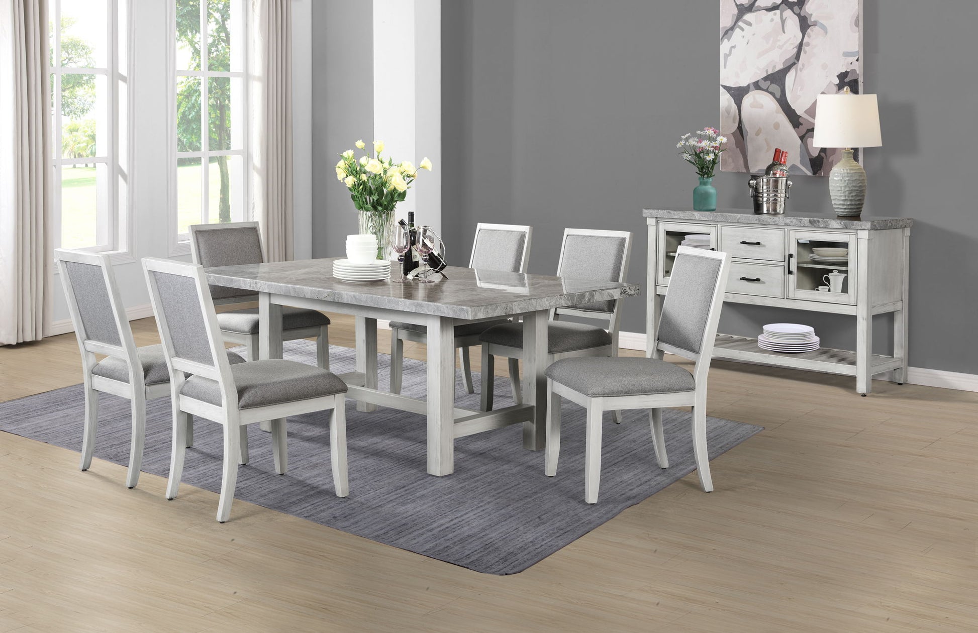 Canova - Marble Top Server - Gray - Hornell Furniture Outlet