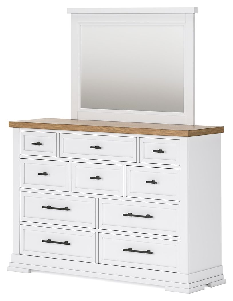 Ashbryn - White / Natural - Dresser And Mirror - Hornell Furniture Outlet