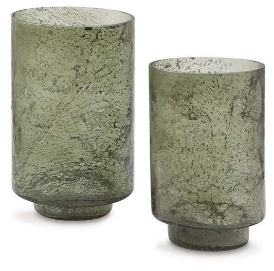 Clarkton - Green - Candle Holder Set (Set of 2) - Hornell Furniture Outlet