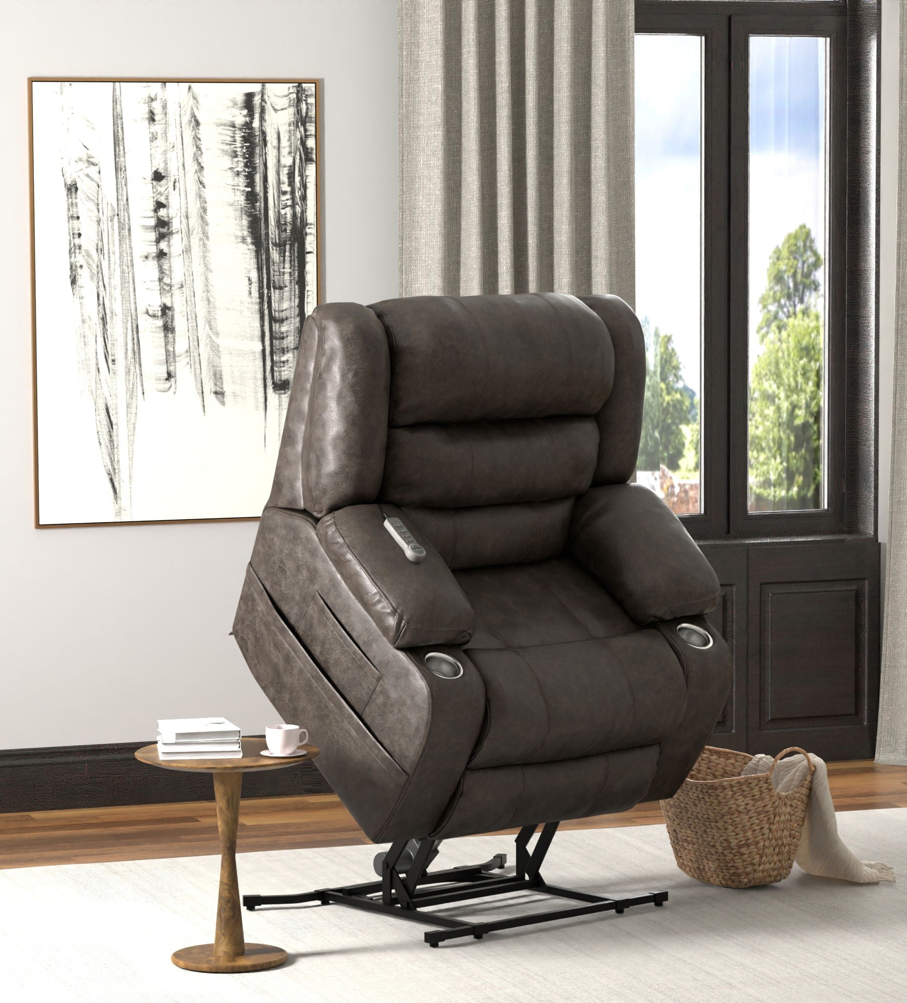 Tucker - Power Lift Recliner With Heat & Massage - Steel - Hornell Furniture Outlet